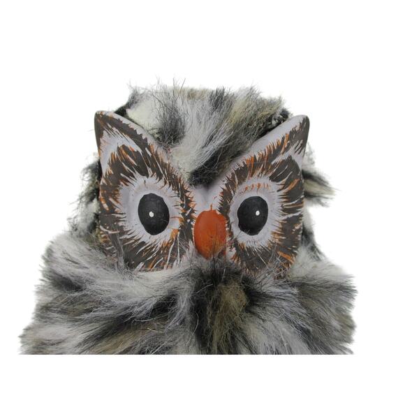 Owl Figuring with Faux Fur Feathers Adorable Owl 4.5"H x 4"W x 3.5" D - Picture 2 of 7